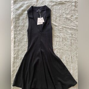 ZARA BLACK KNIT SKATER MINI DRESS